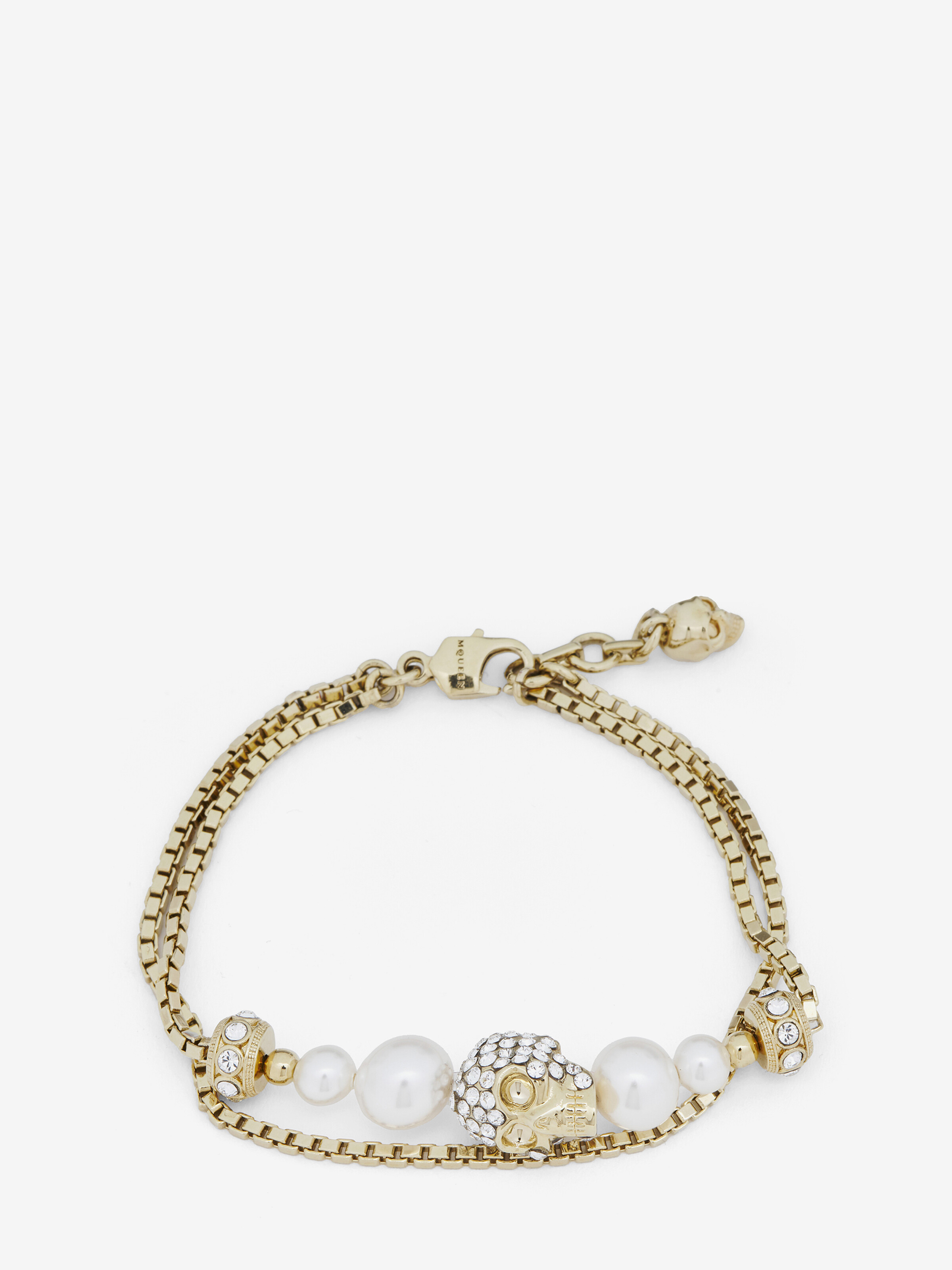 Skull and Pearl Chain Bracelet