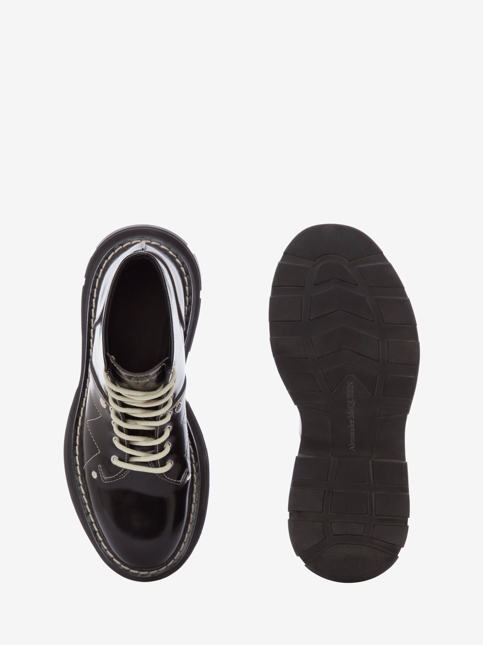 Alexander McQueen contrast elastic-panel leather boots - Black