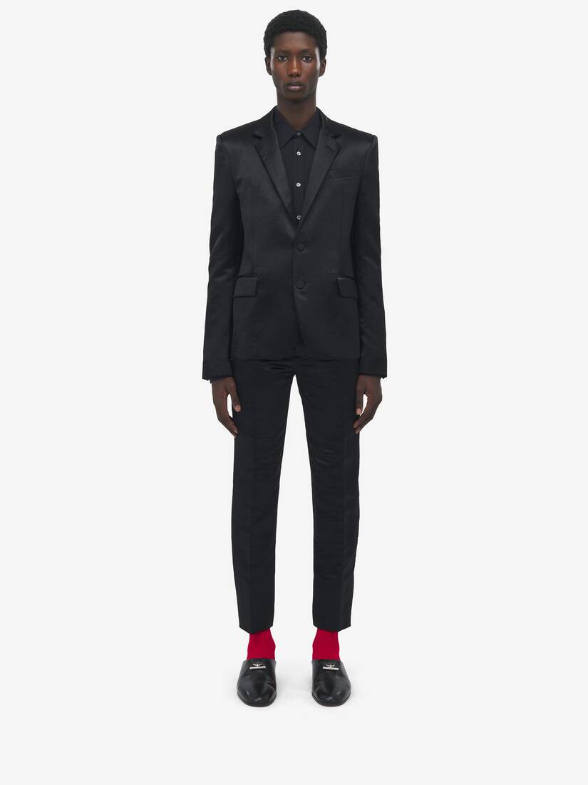 Hammered Satin Single-Breasted Jacket