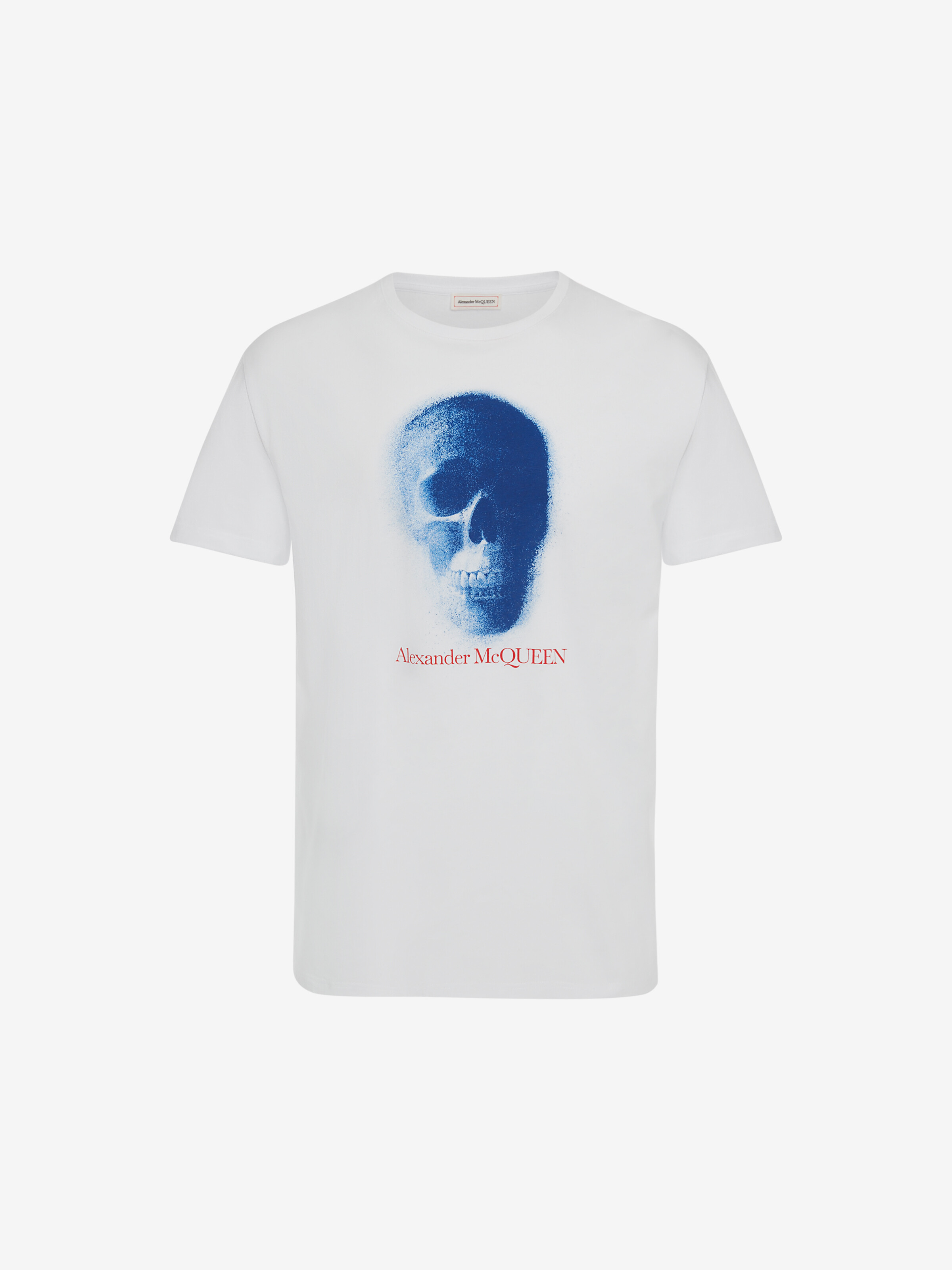Alexander Mcqueen Skull Motif T-shirt In White/blue