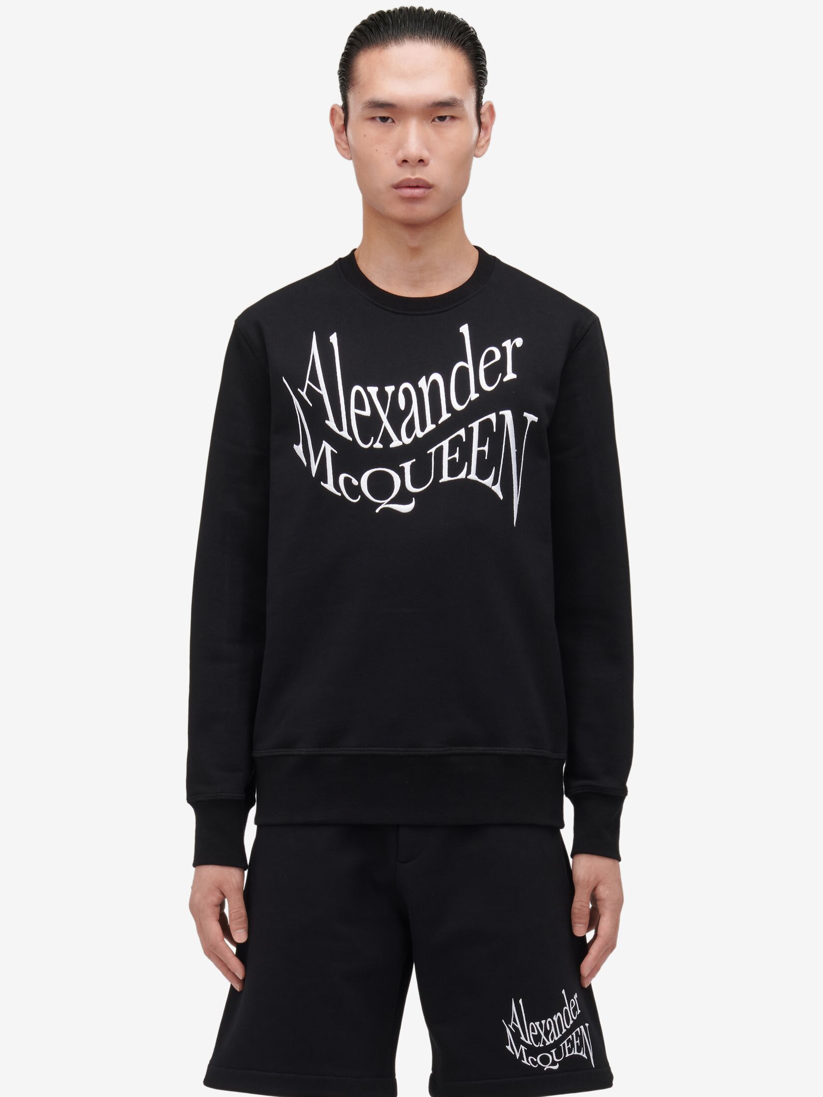 Warped Logo Sweatshirt in Black | Alexander McQueen US