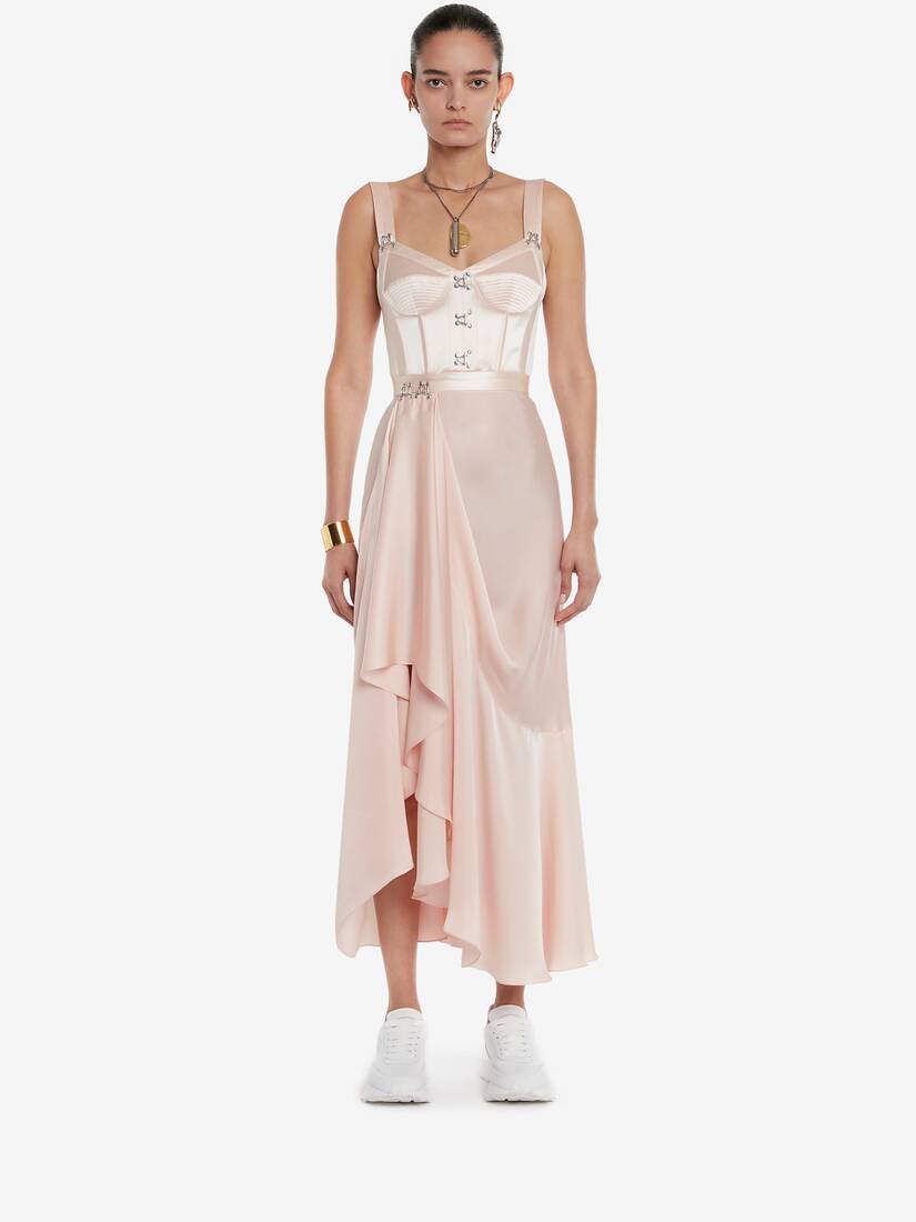 satin asymmetric drape dress