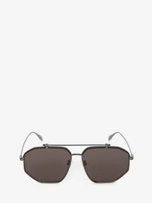 Alexander McQueen Leder Sonnenbrille in Grau für Herren Herren Accessoires Sonnenbrillen 