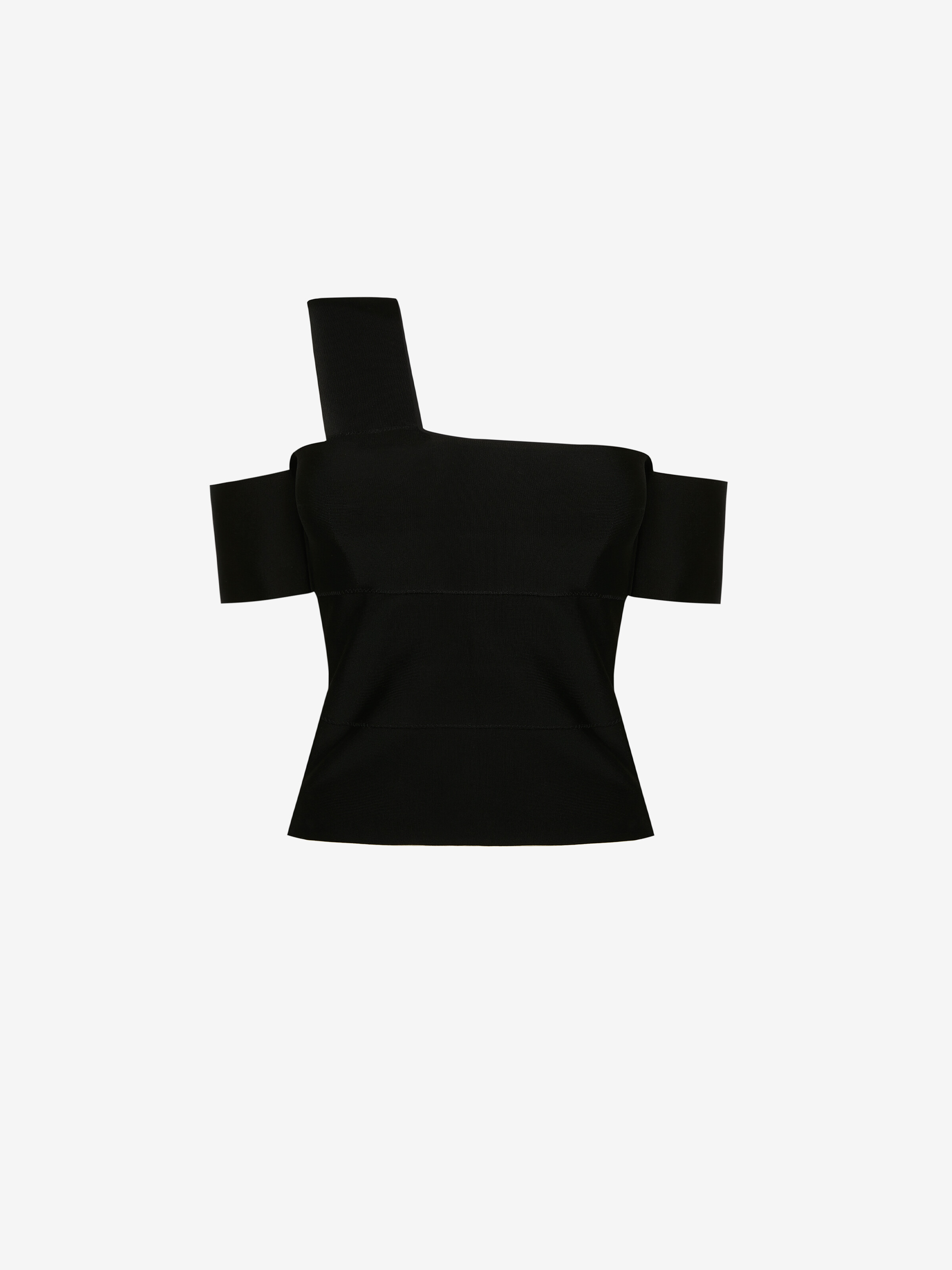 One-shoulder bandage knit top
