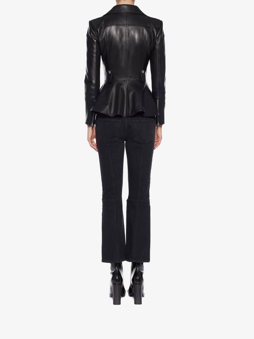 Alexander mcqueen sale leather peplum jacket