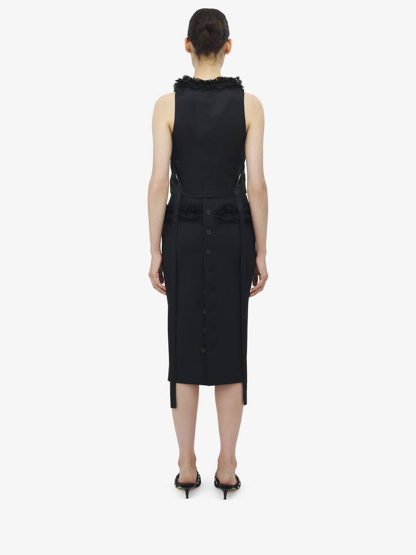 Slashed Buttoned Pencil Skirt