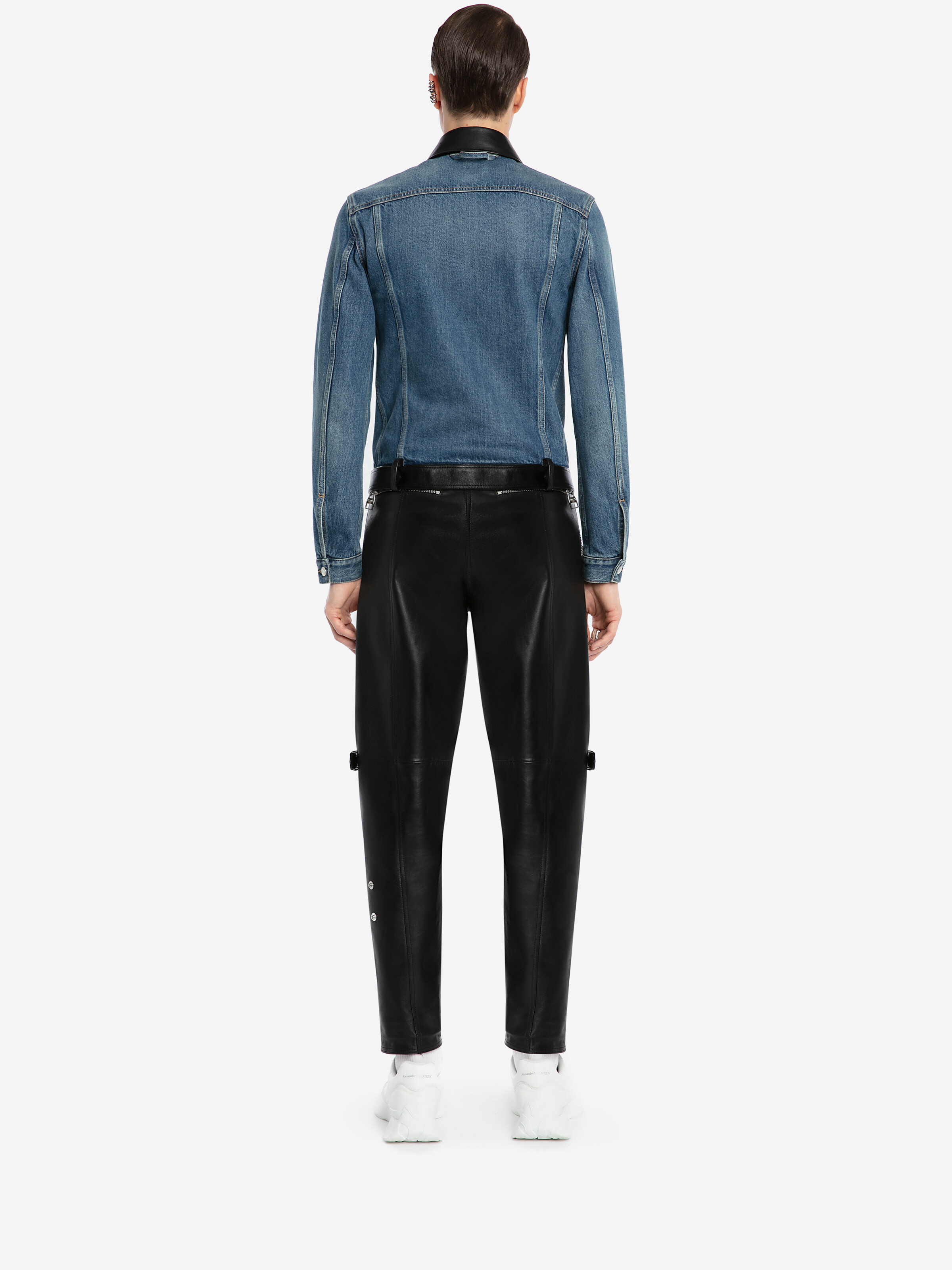 Men's Biker Leather Trousers in Black in 100% Calf leather | Alexander McQueen - image 4