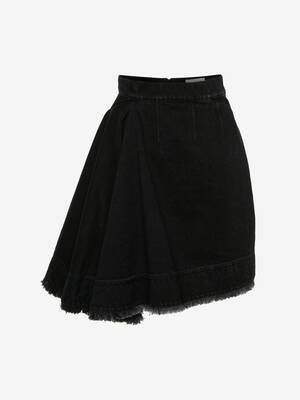Asymmetric mini denim skirt