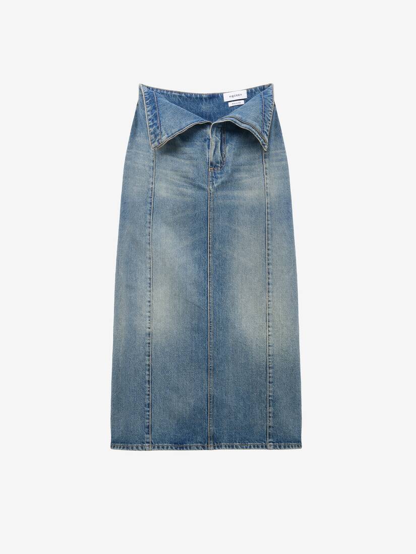 Jupe en Denim À Taille Repliée