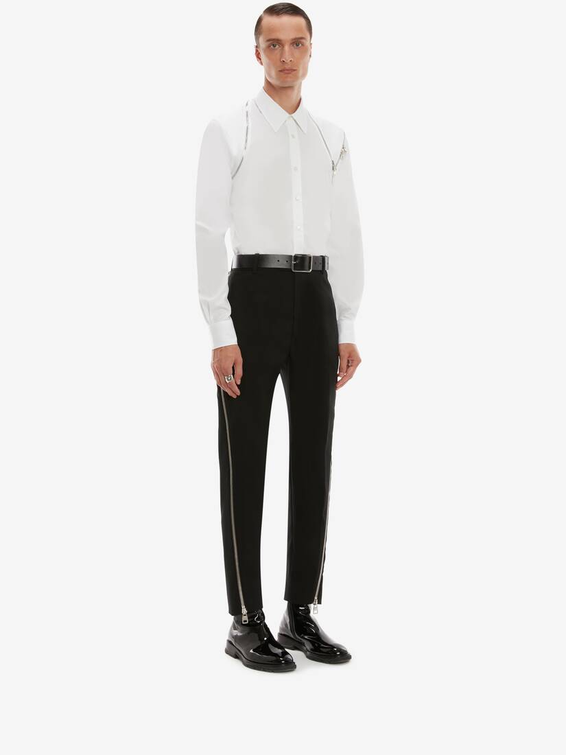 Zip Detail Harness Shirt in White 