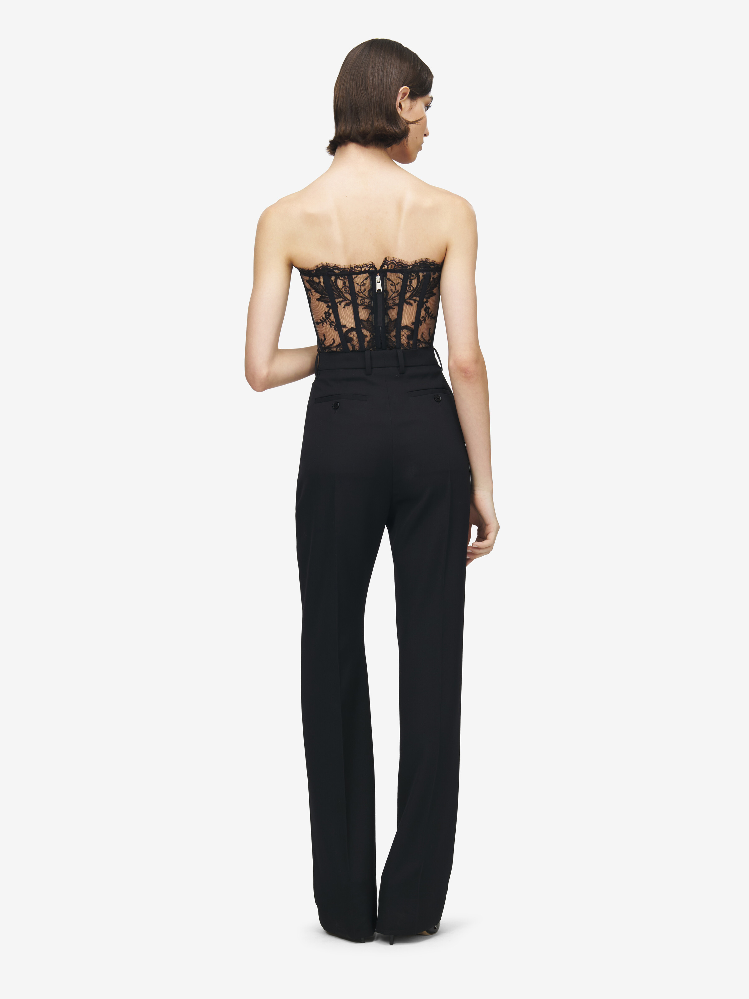 Women's Lace Corset in Black in 74% Acetate, 26% Silk | Alexander McQueen - image 5