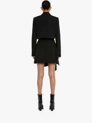 Boxy Cropped Jacket in Black | Alexander McQueen US