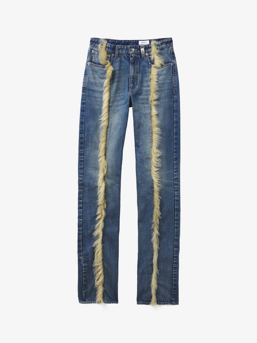 Jeans mit Shearling-Besatz