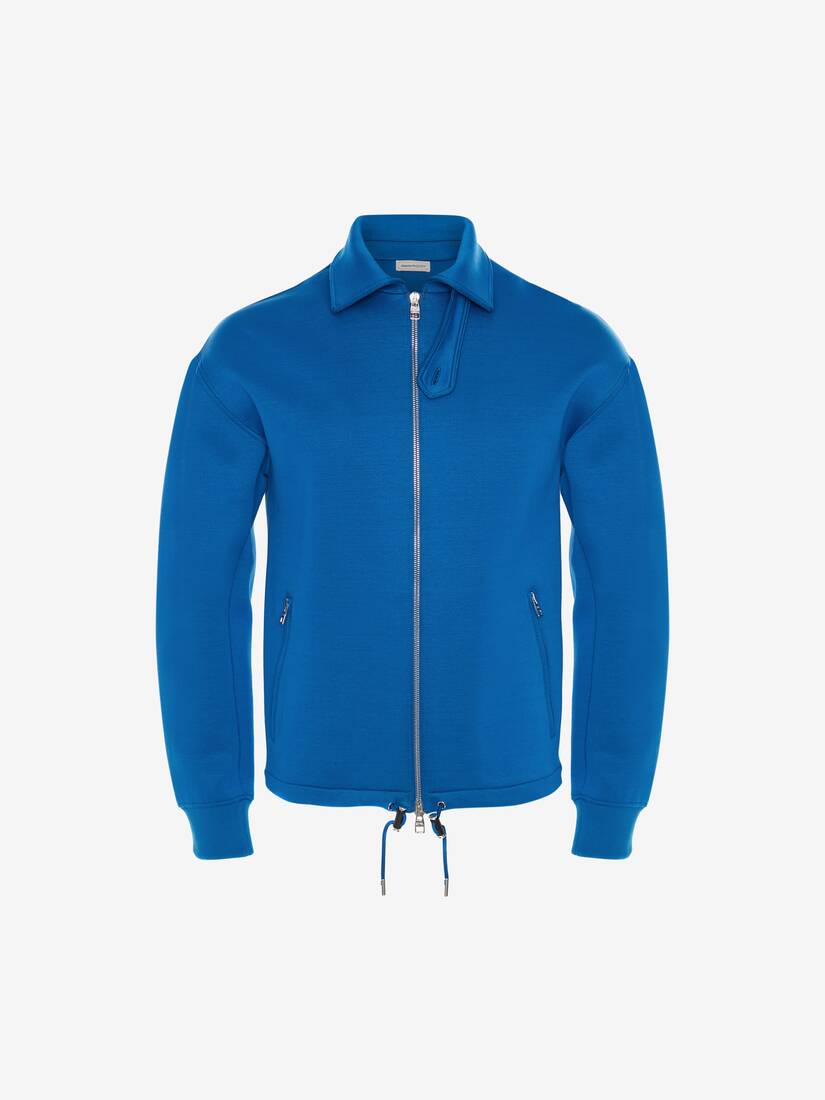 Double Jersey Bomber Jacket In Cobalt Alexander Mcqueen Us Double Jersey Bomber Jacket In Cobalt Alexander Mcqueen Us