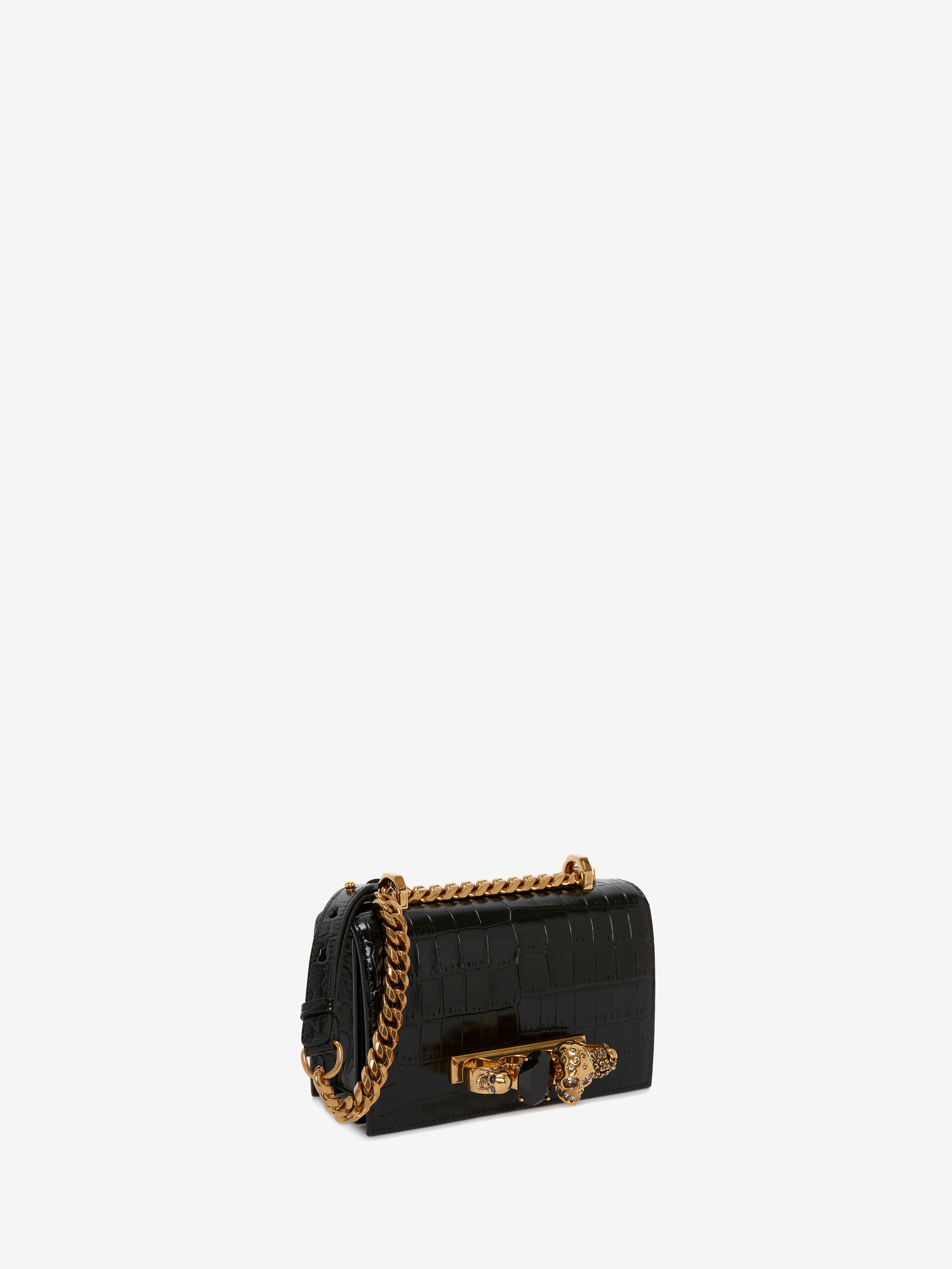 Women's Mini Jewelled Satchel in Black/Gold in Calf Leather | Alexander McQueen - image 3
