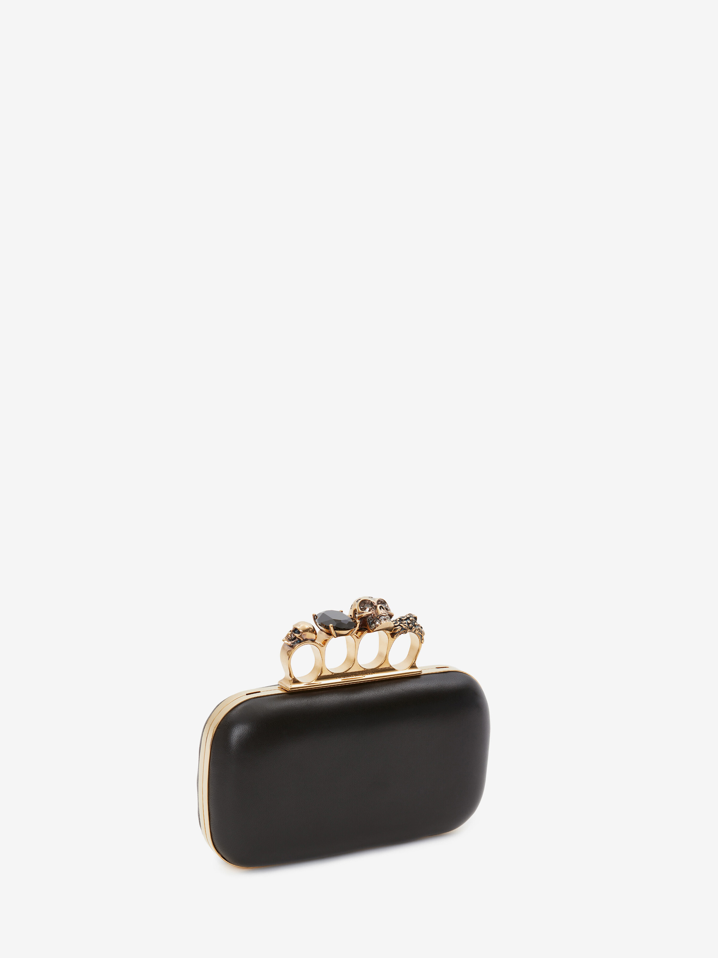 Women's Knuckle Clutch With Chain in Black in Lambskin | Alexander McQueen - image 2