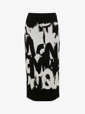 McQueen Graffiti Jacquard Midi Skirt