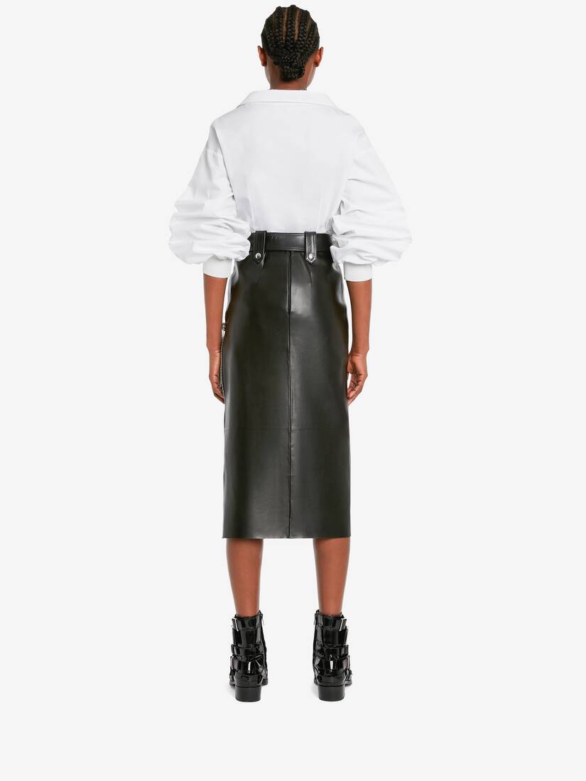 Slashed pencil biker skirt