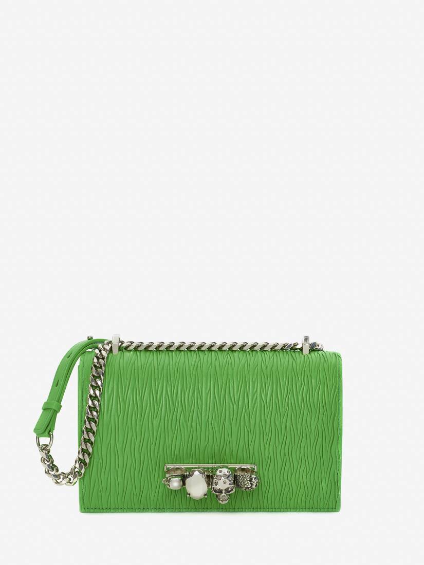 Bottega Veneta V Ring Crossbody Bag In Acid Green & Silver