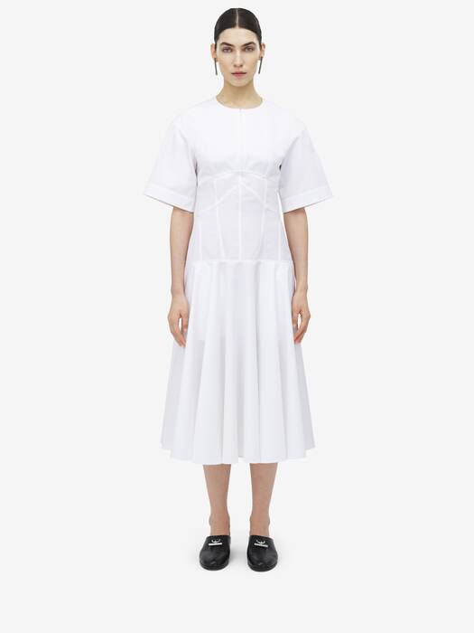コットンポプリン ミディドレス | ブラック | Alexander McQueen JP
