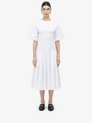 Women's コットンポプリン ミディドレス in ブラック | McQueen JP