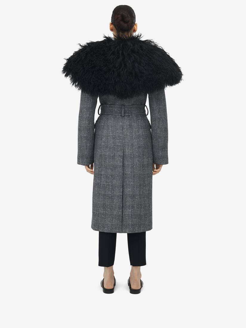 Oversized Shearling Cape Coat