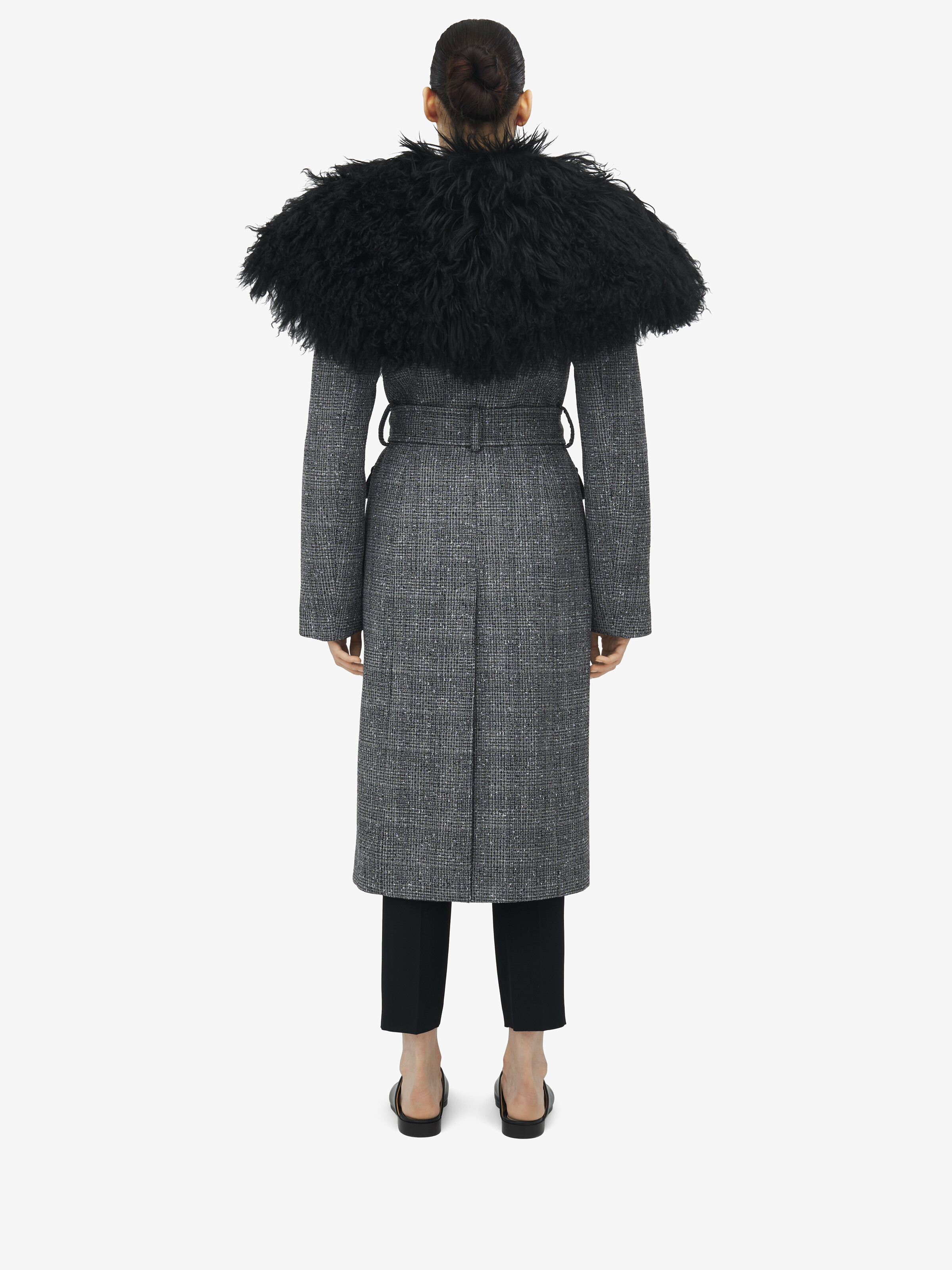 Oversized Shearling Cape Coat
