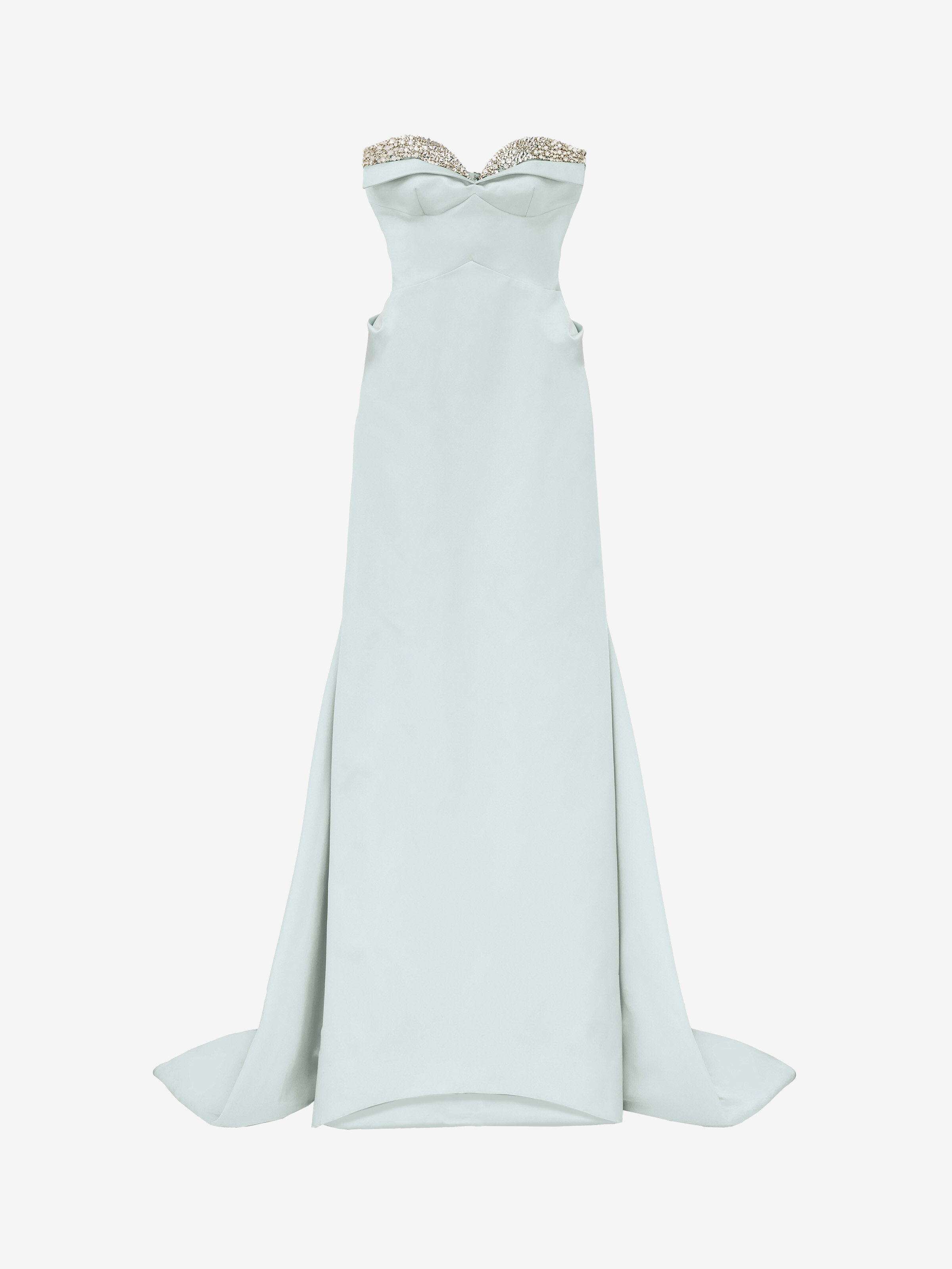 Women's Crystal Embroidery Strapless Evening Dress in Glass in 61% Polyester, 39% Silk | Alexander McQueen - image 2