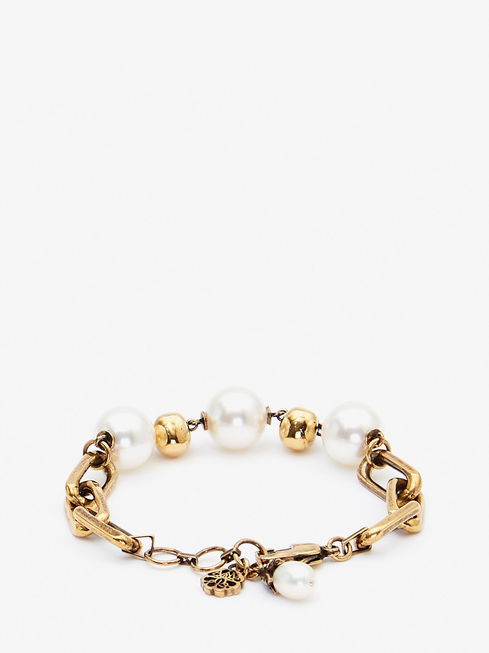 Pearl-like Skull Chain Bracelet