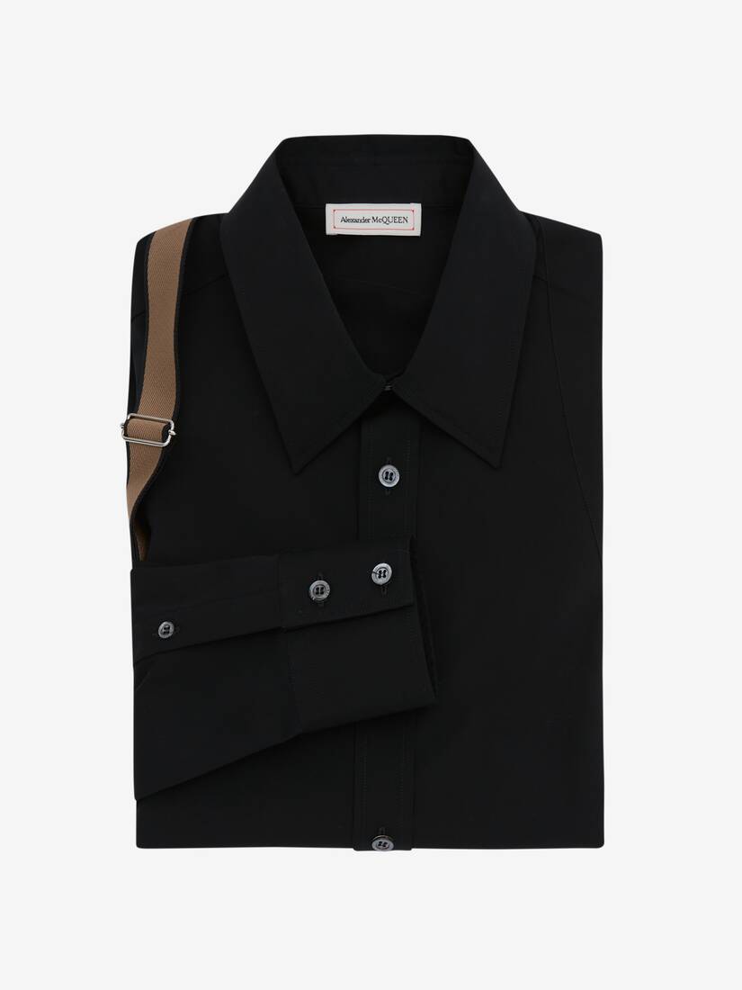 Alexander McQueen Signature Harness Shirt in Black/Beige | Alexander ...