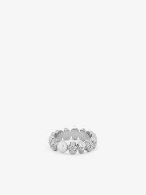 M*様 Alexander McQueen エンブレムリング Men's Skull & Pearl Ring in Palladium-finish | McQueen US