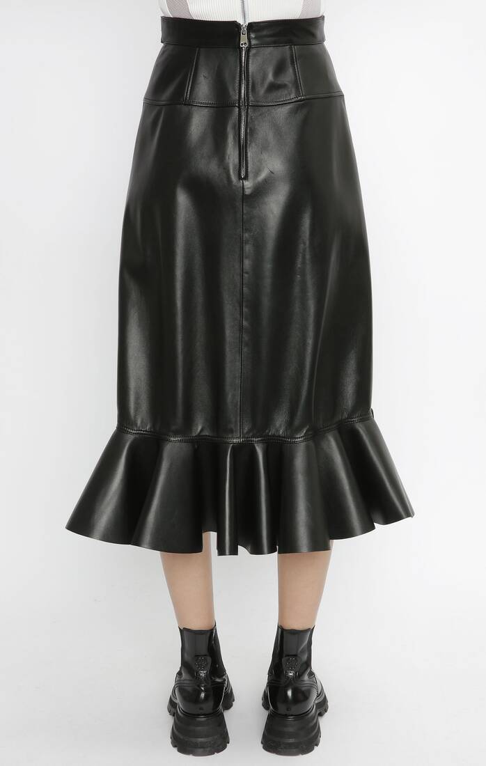 white pencil skirt with ruffle