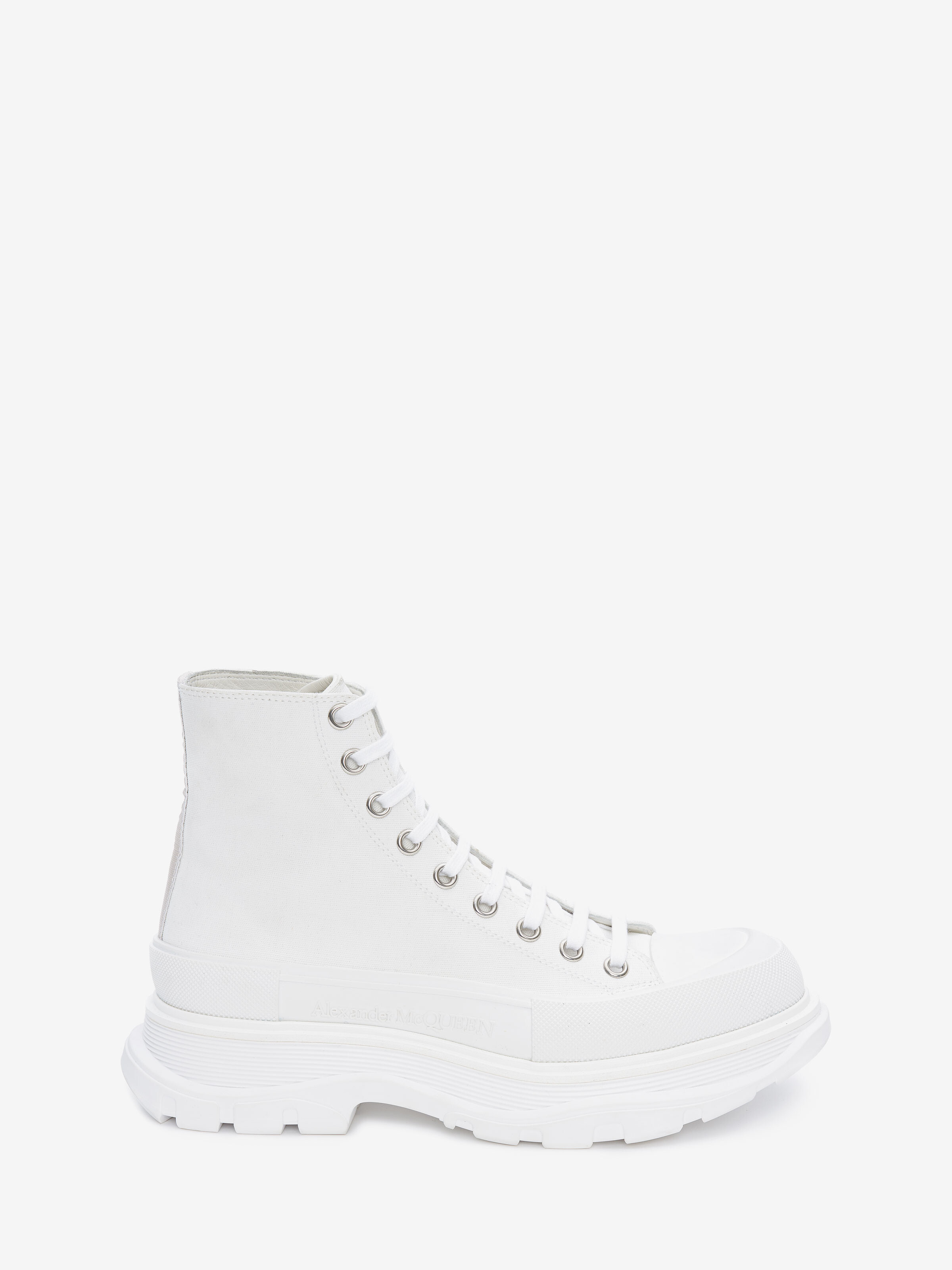 Alexander Mcqueen Logo Tread Slick Ankle Boots In White