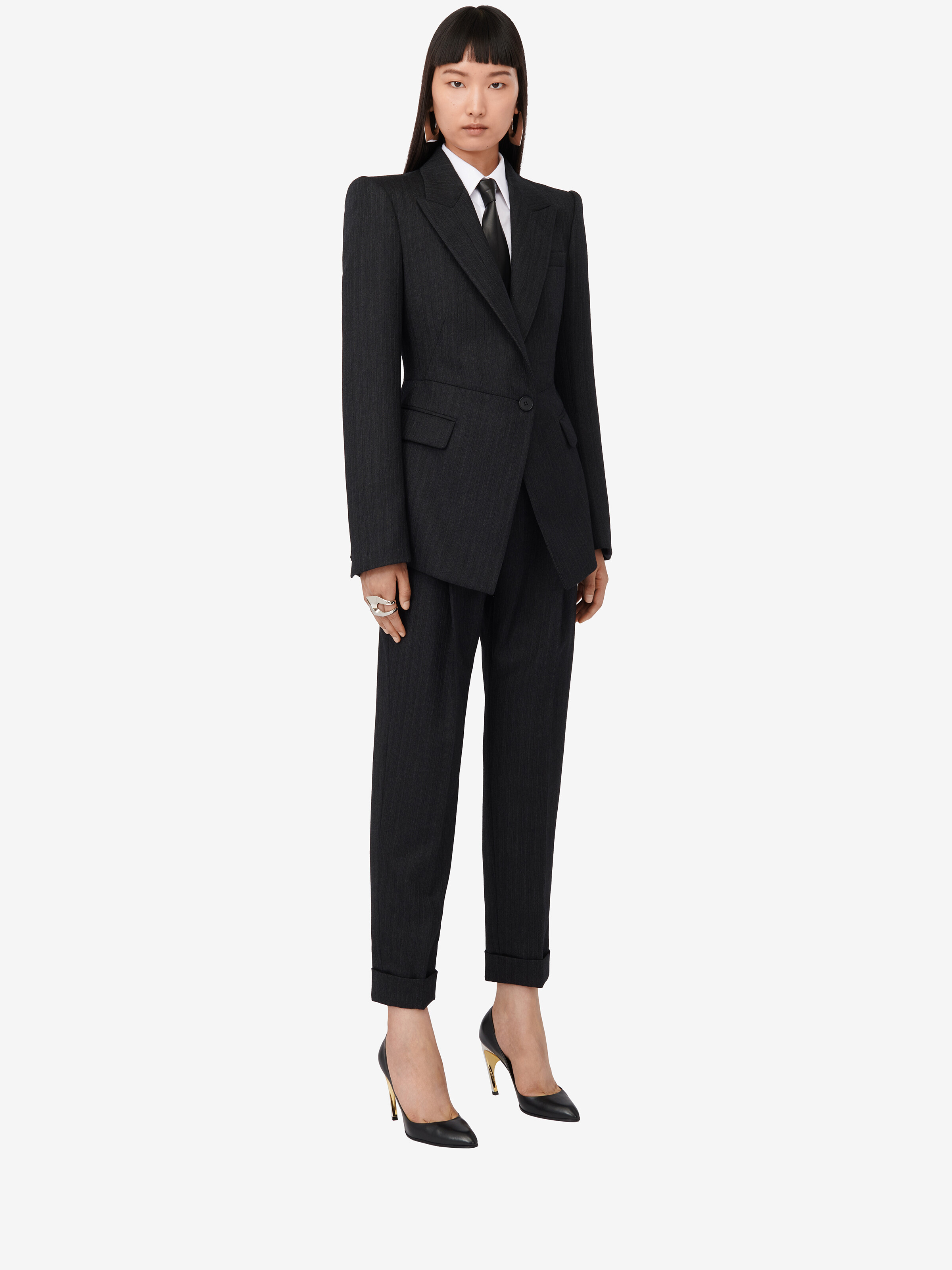 Sharp Peplum Single-breasted Jacket