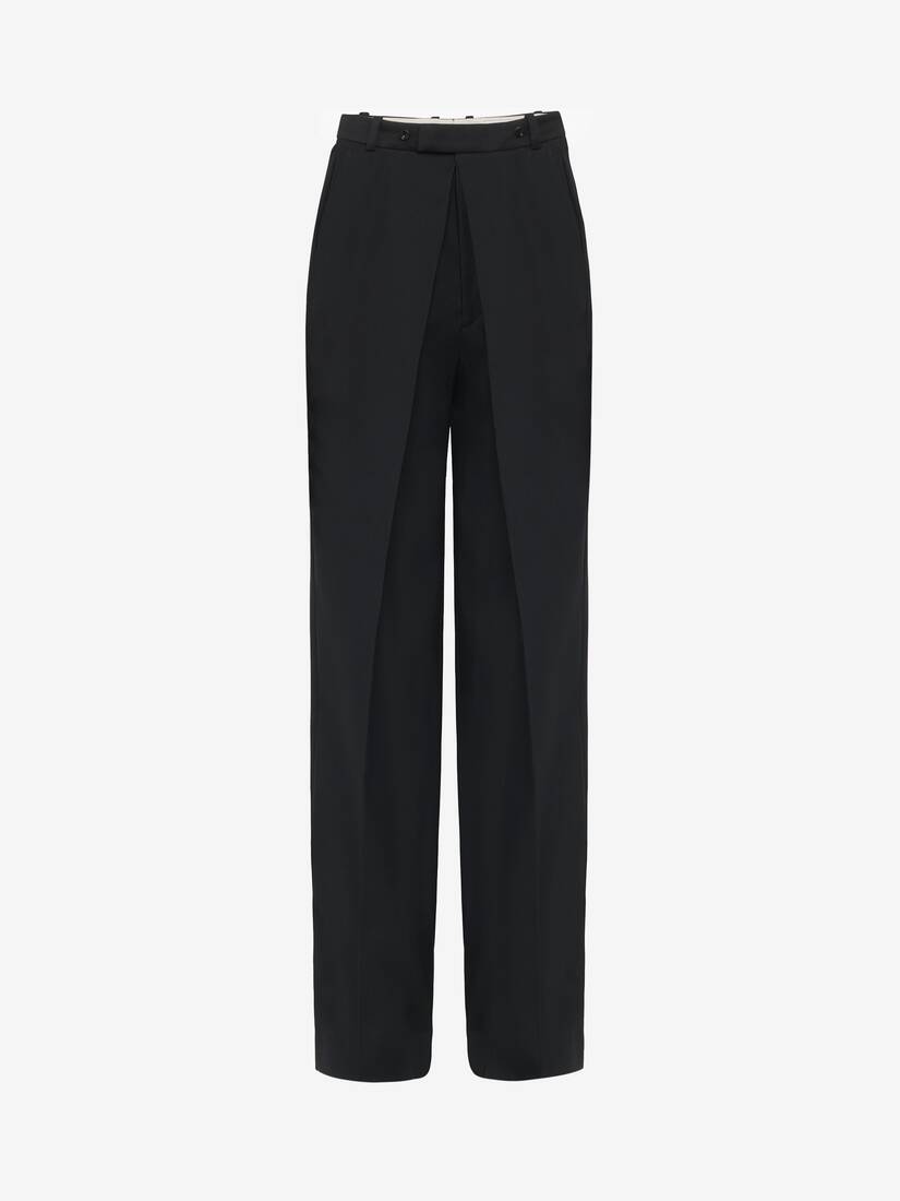 Deep Pleat Tailored Trousers in Black | Alexander McQueen US