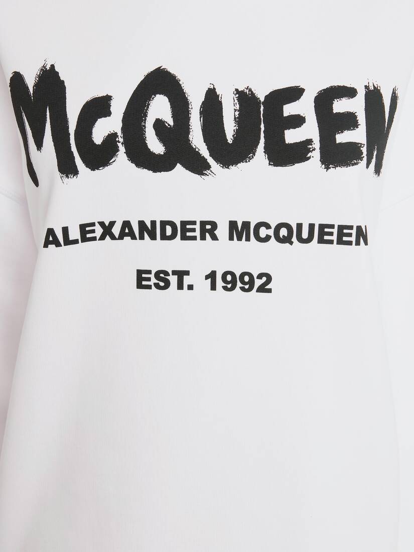 Women's Mcqueen Graffiti Sweatshirt in White/black