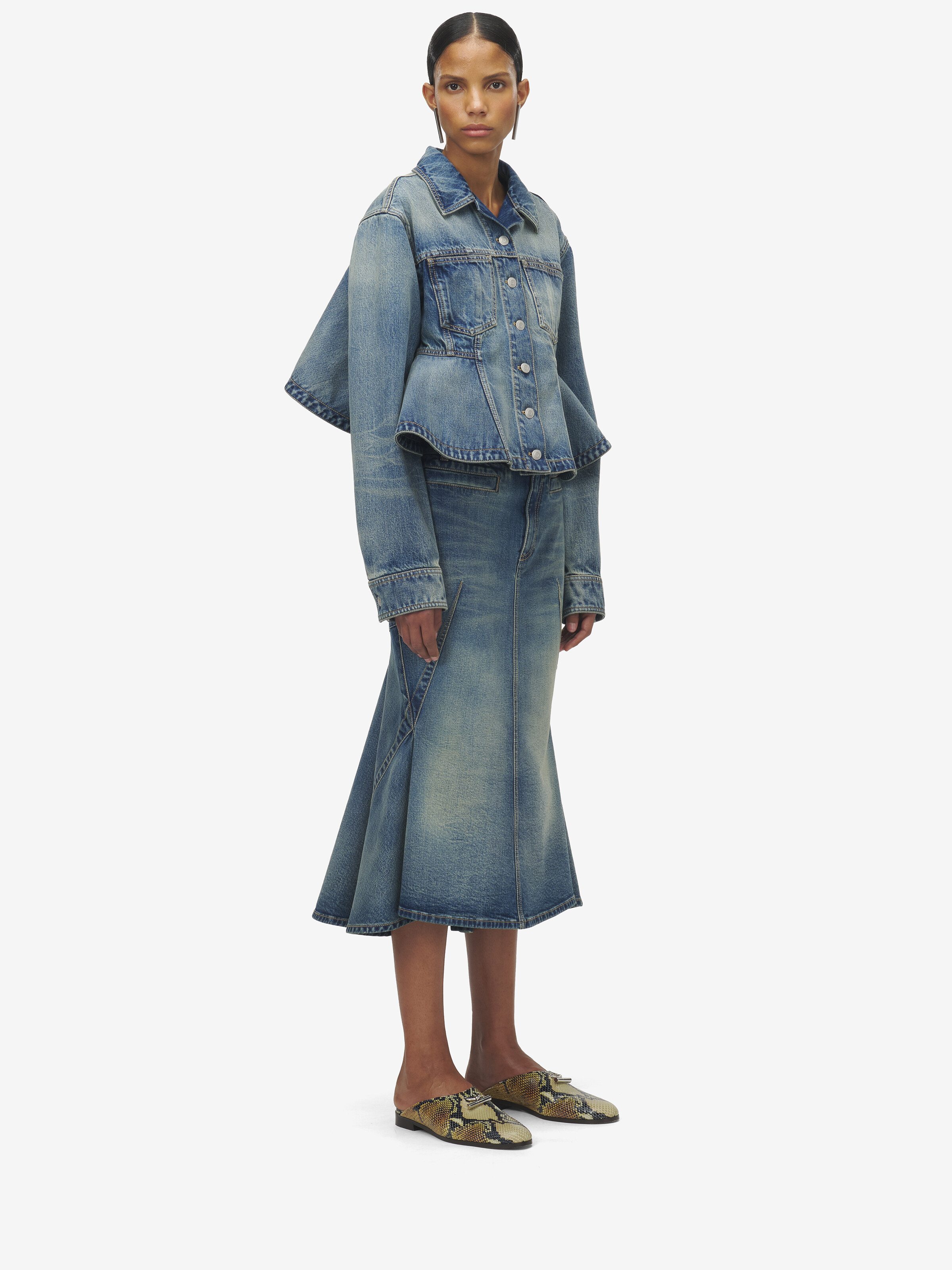 Stonewashed Denim Peplum Jacket