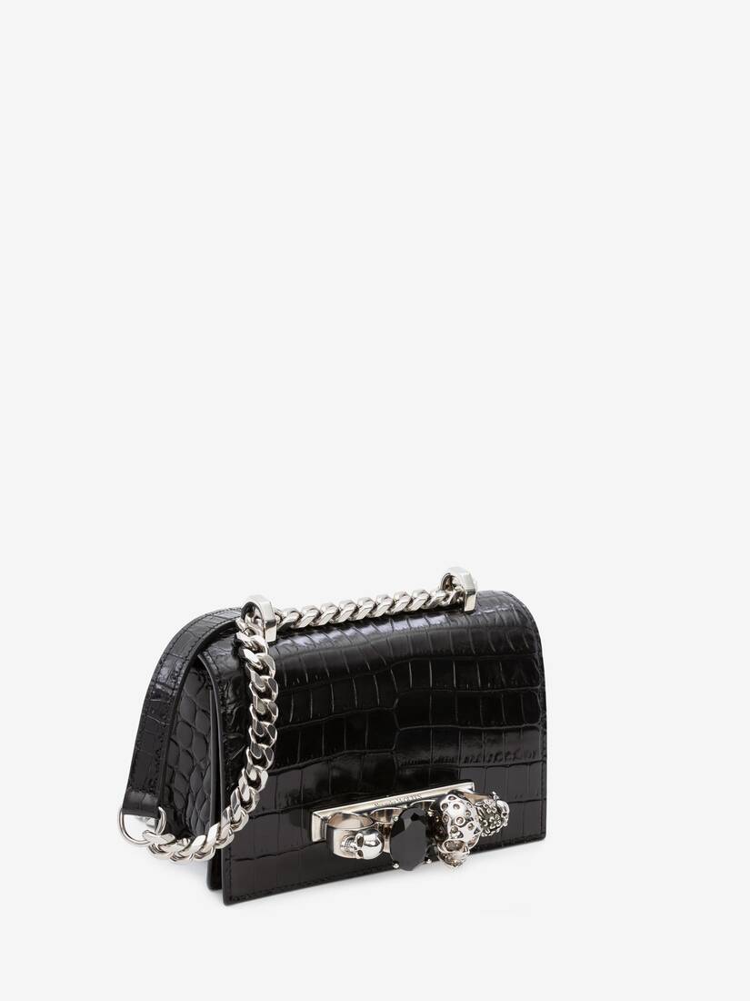 Alexander McQueen Leather Mini Jewelled Satchel in Black Womens Bags Satchel bags and purses 