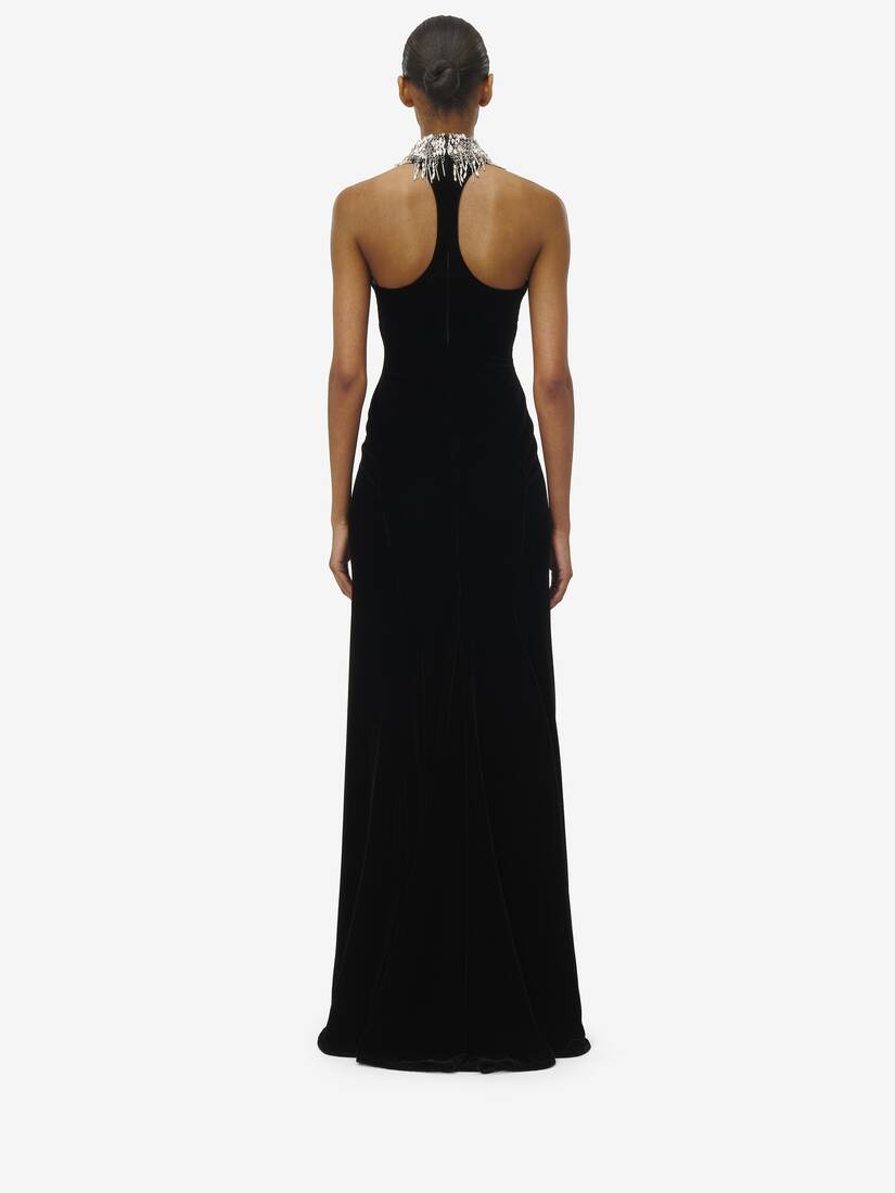 Embellished Neck Evening Dress