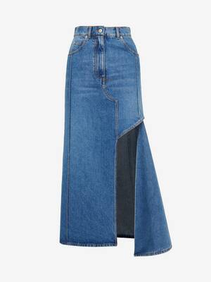 Slashed Denim Pencil Skirt