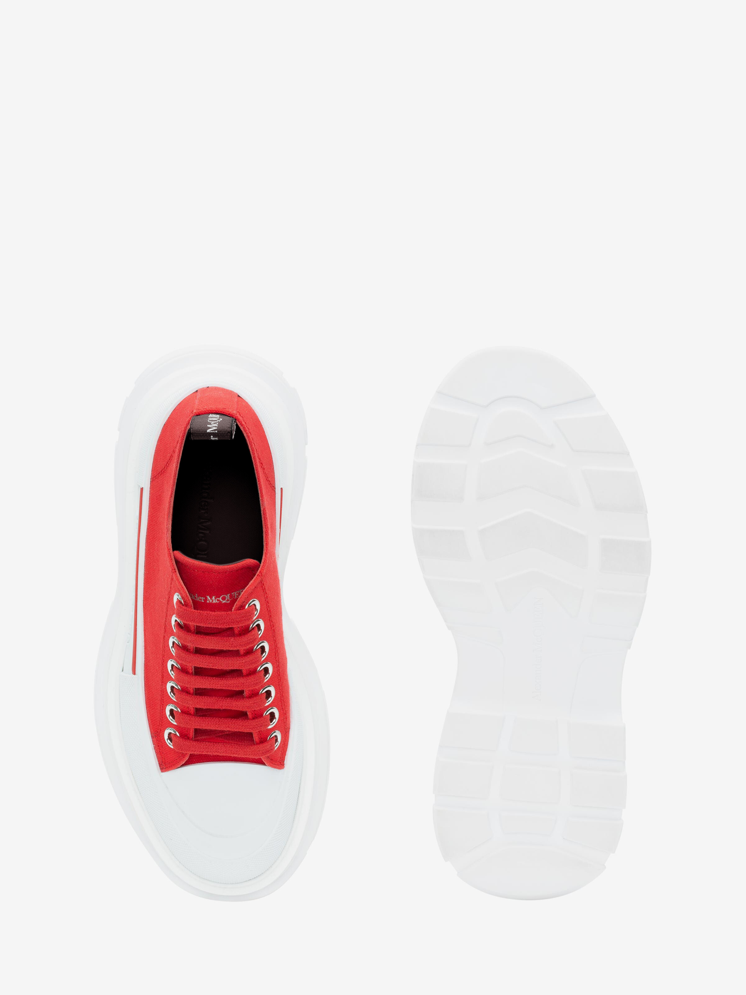 Men's Tread Slick Lace Up in Lust Red in Cotton | Alexander McQueen - image 4