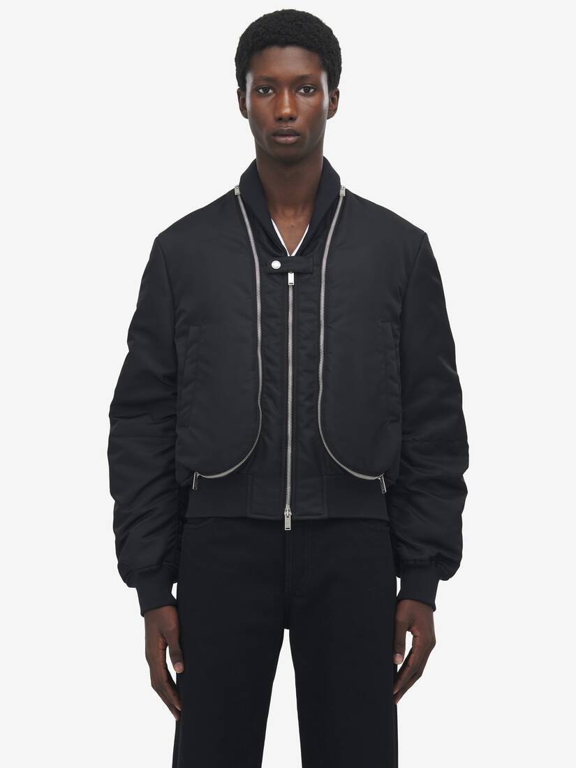 Zip Detail Cropped Bomber Jacket