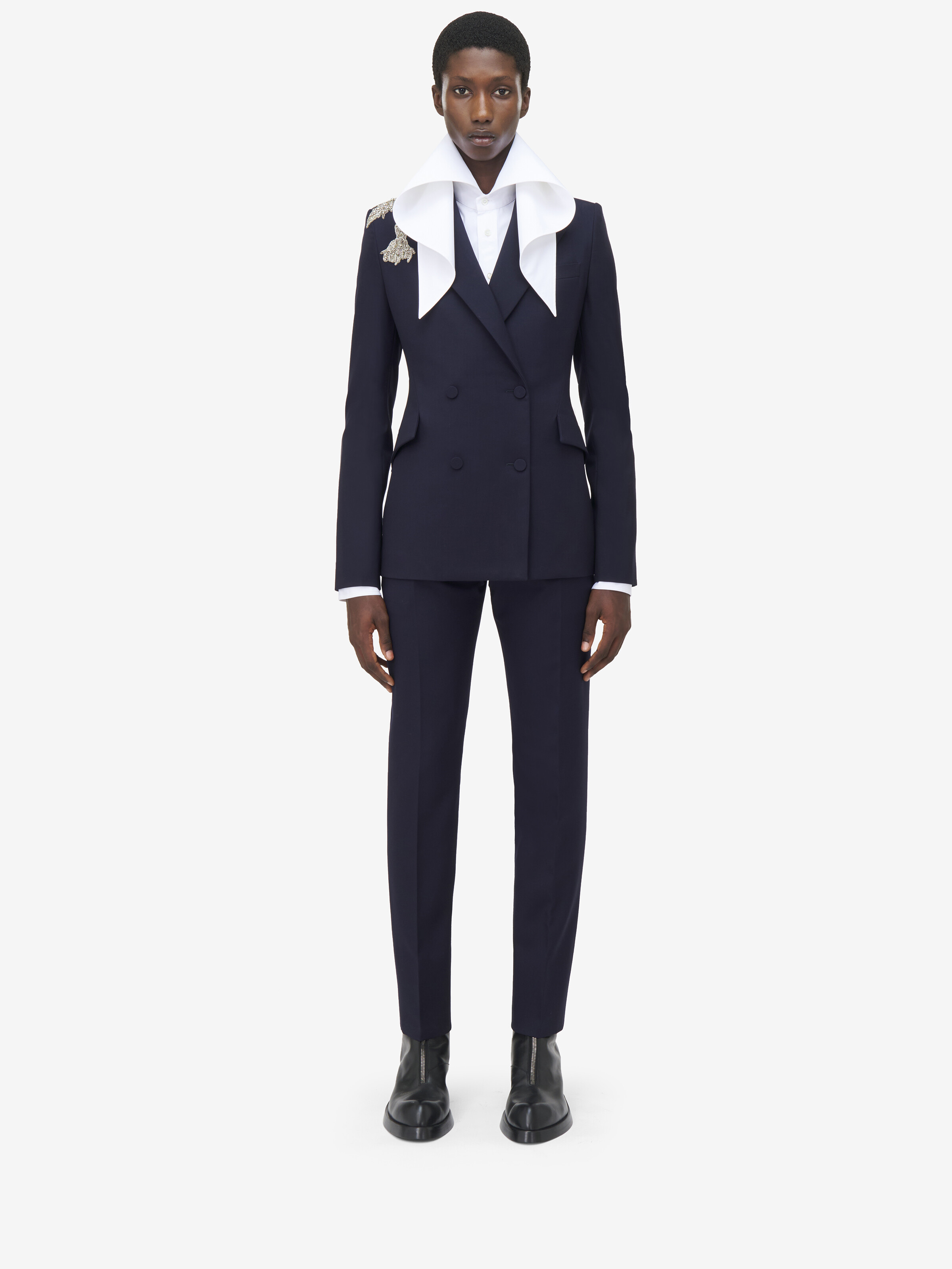 Veste Brodée, À Double Boutonnage