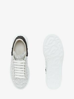 Crystal-embellished Oversized Sneaker in White/Black | Alexander McQueen US