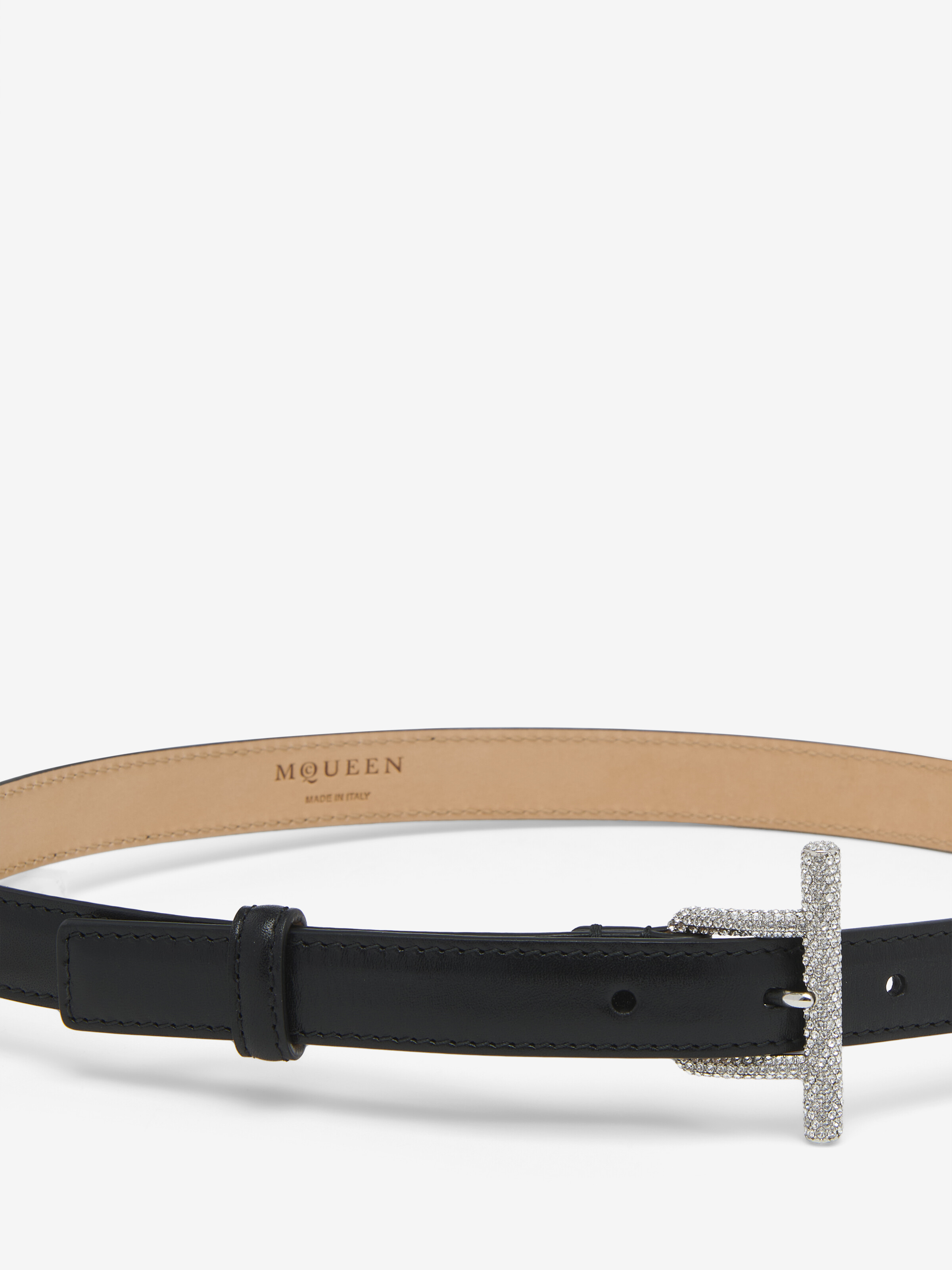 Women's T-Bar Waist Belt in Black in Calf Leather | Alexander McQueen - image 4
