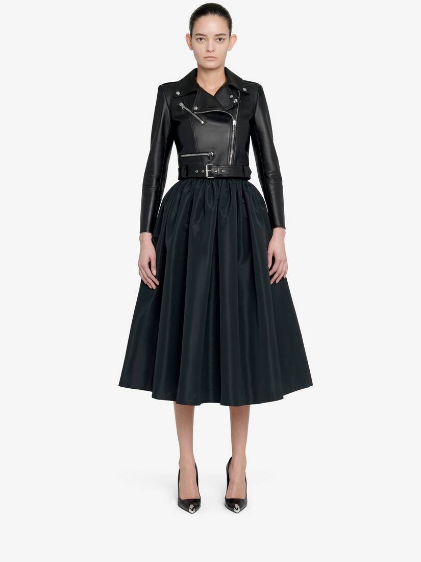 Cropped Leather Jacket in Black | Alexander McQueen US