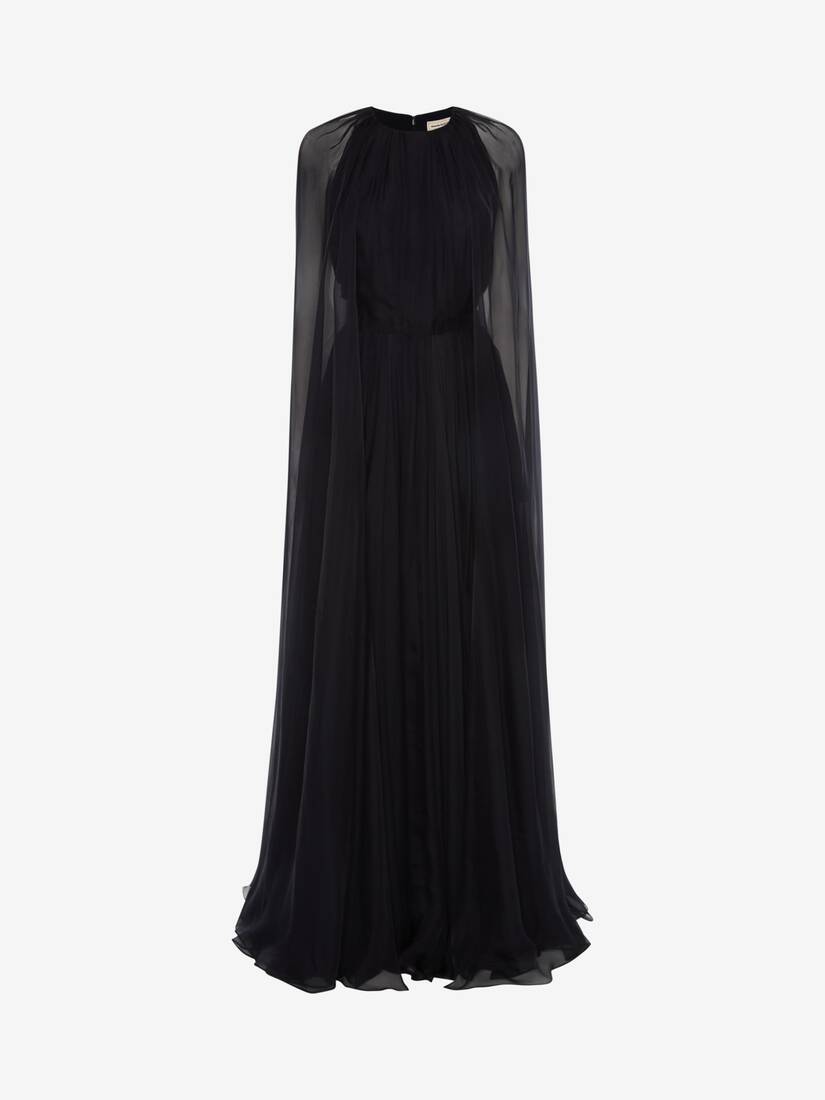 black cape sleeve dress