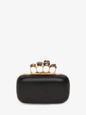 Skull Four Ring Clutch With Chain