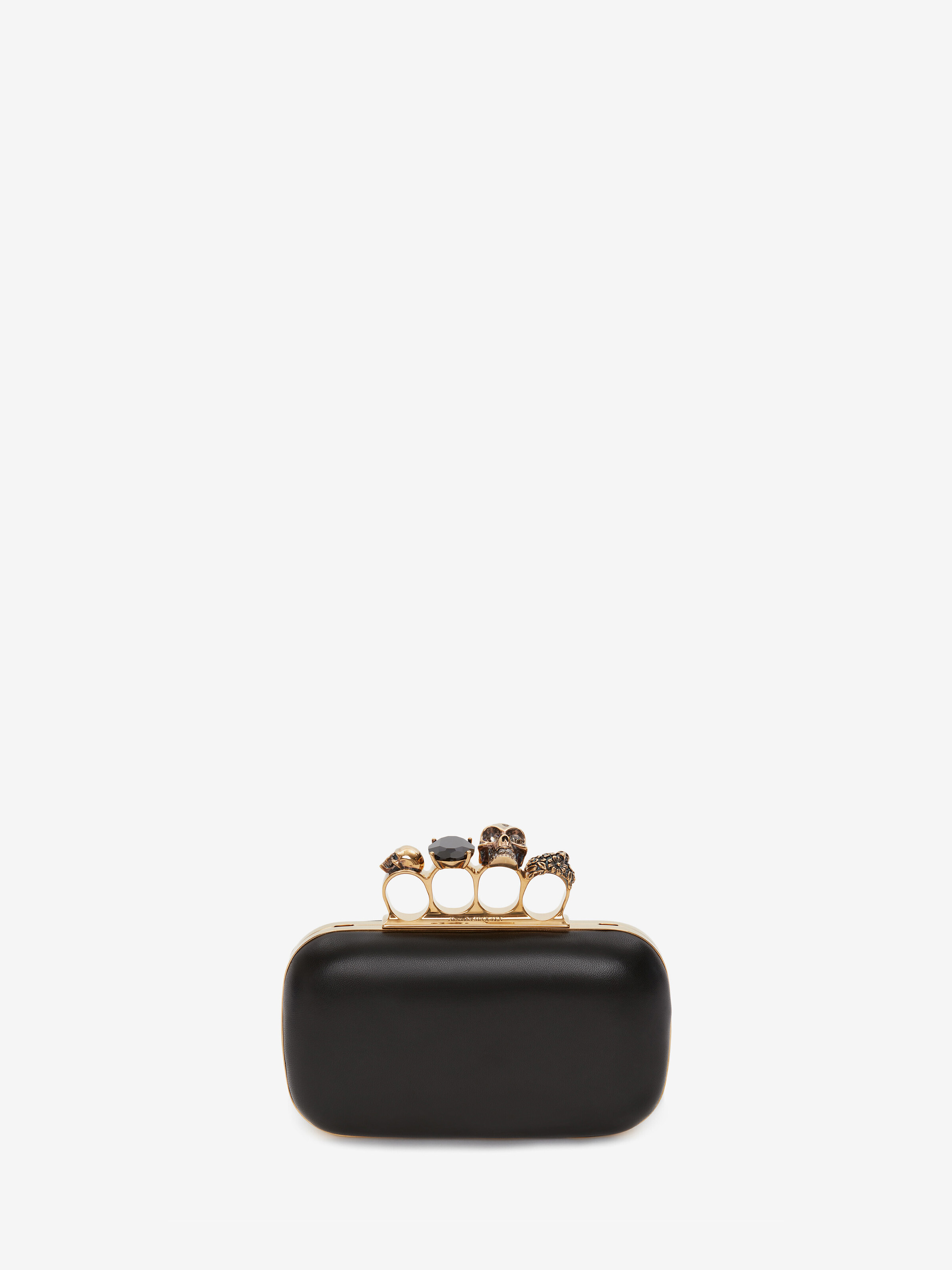 Women's Knuckle Clutch With Chain in Black in Lambskin | Alexander McQueen - image 1