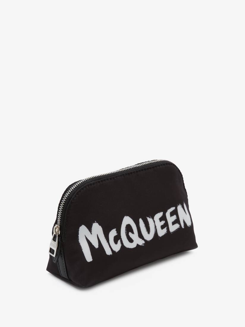 Women's McQueen Graffiti Medium Zip Pouch in Black/white
